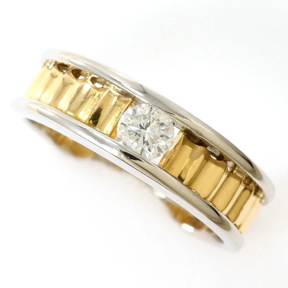 PT900 Platinum 18K Yellow Gold Ring with 0.225ct Diamond, Total Weight 4.6g, ...